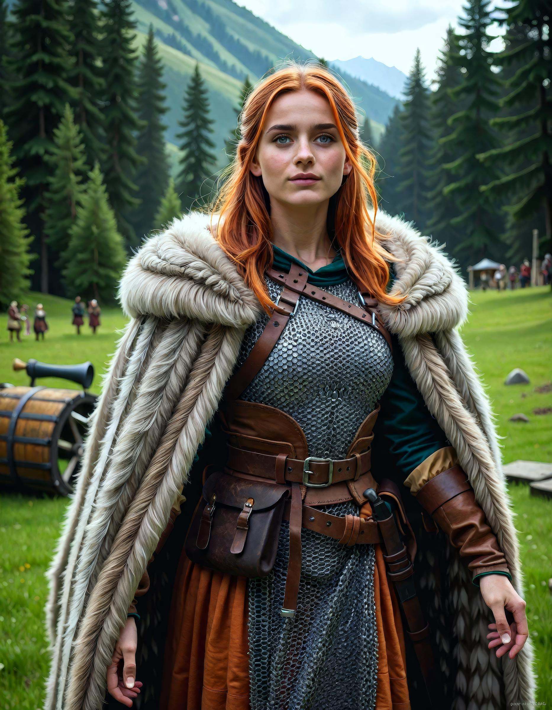 1girl,  A high-resolution photograph of a Viking woman warrior,  traditional Viking armor on Tensor.Art