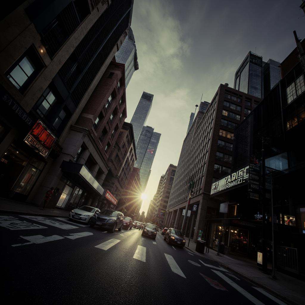 cinematic film still of rotated:2 angle view of a city streets,  shallow depth of field,  vignette on Tensor.Art