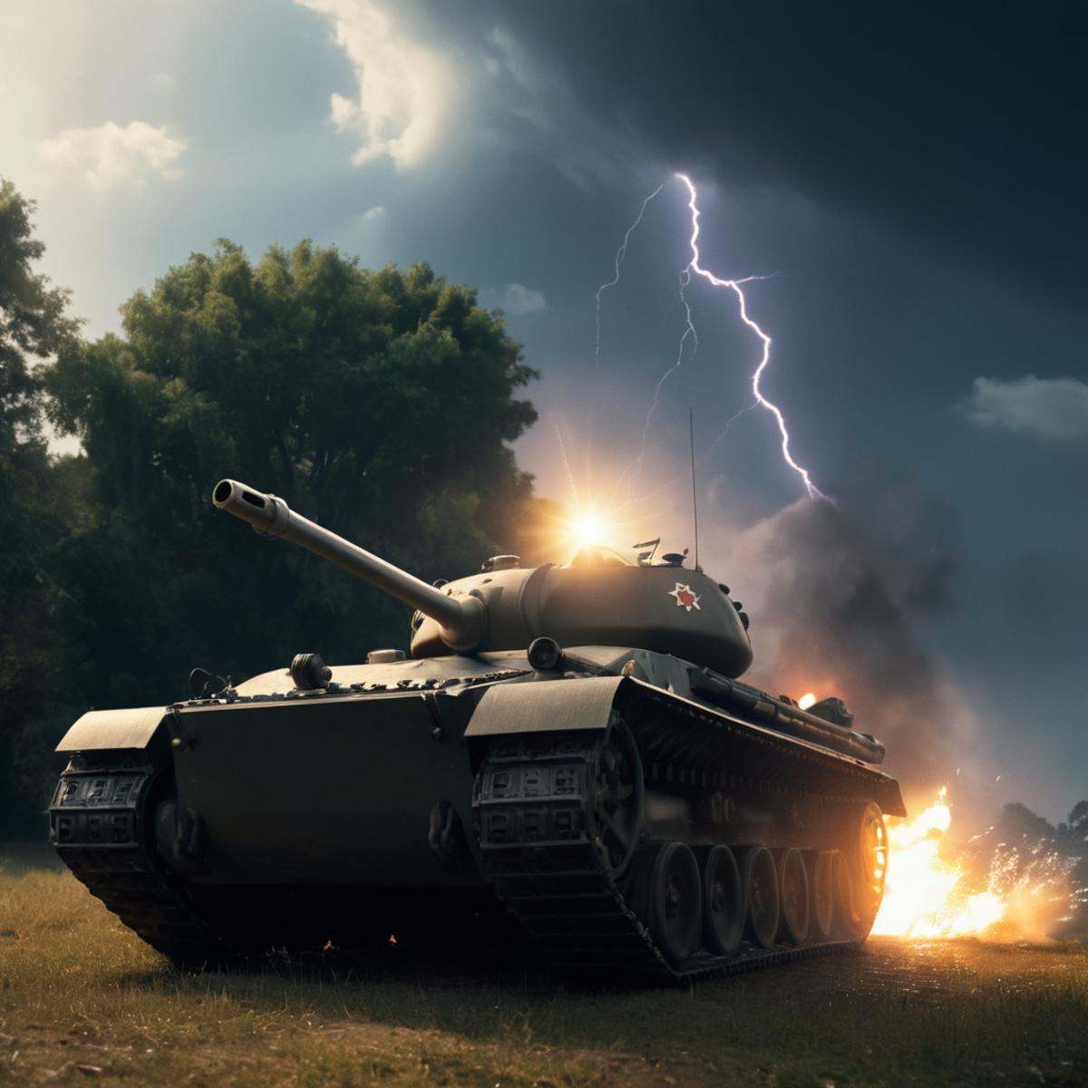 cinematic film still of a **** with a lightning bolt coming out of it,  outdoors,  sky on Tensor.Art