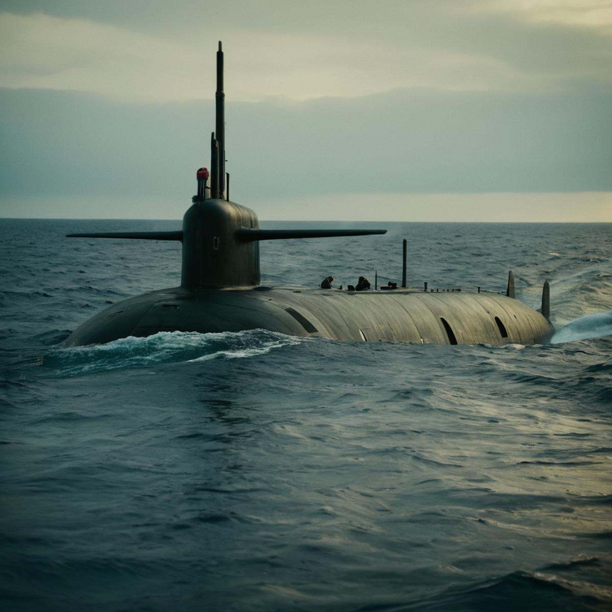 cinematic film still of Allies,  USA,  a submarine in the water with a propeller Allied Forces on Tensor.Art