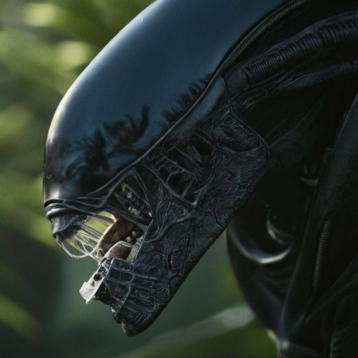 cinematic film still of Xenomorph a close up of a alien with it's tongue out,  endoparasitoid extraterrestrial species,  s...