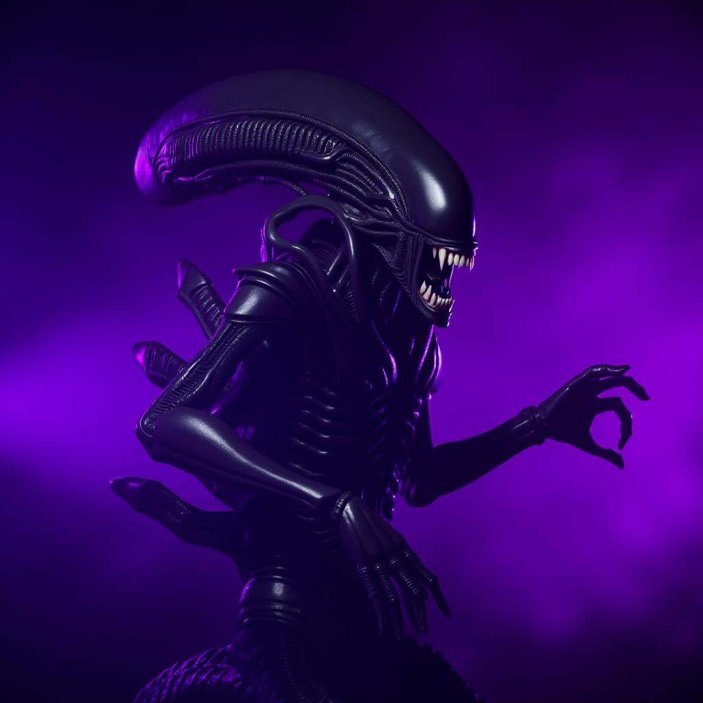 cinematic film still of Xenomorph a very large alien with a very long tail,  endoparasitoid extraterrestrial species,  sol...