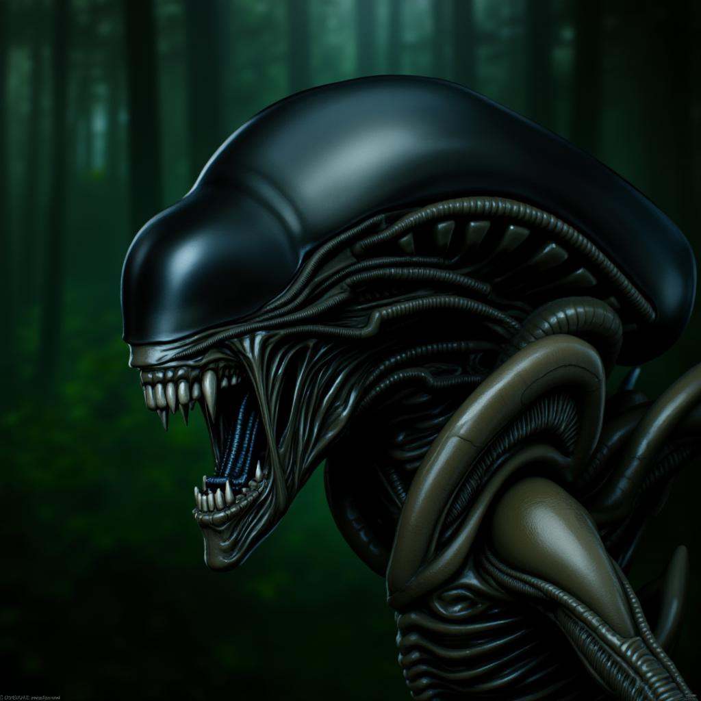 cinematic film still of Xenomorph a close up of a alien with it's tongue out,  endoparasitoid extraterrestrial species,  s...