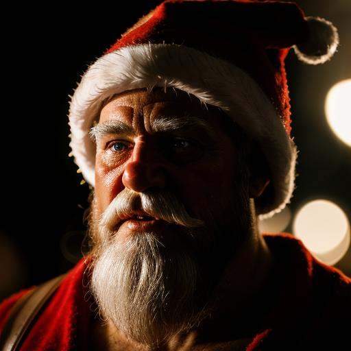 cinematic film still of Santa Claus a close up of a zombie troll person wearing a santa hat in Christmas Eve,  shallow dep...