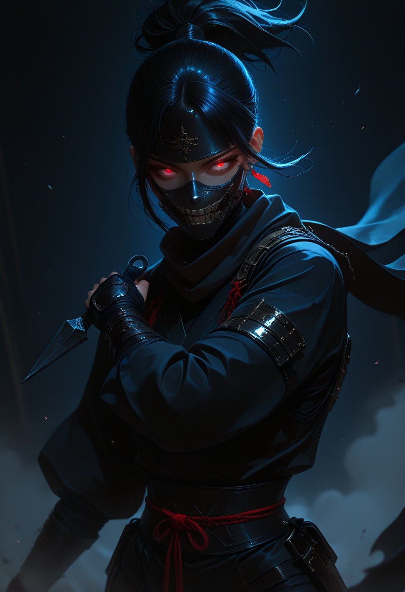 1girl,  ninja,  chained kunai on Tensor.Art