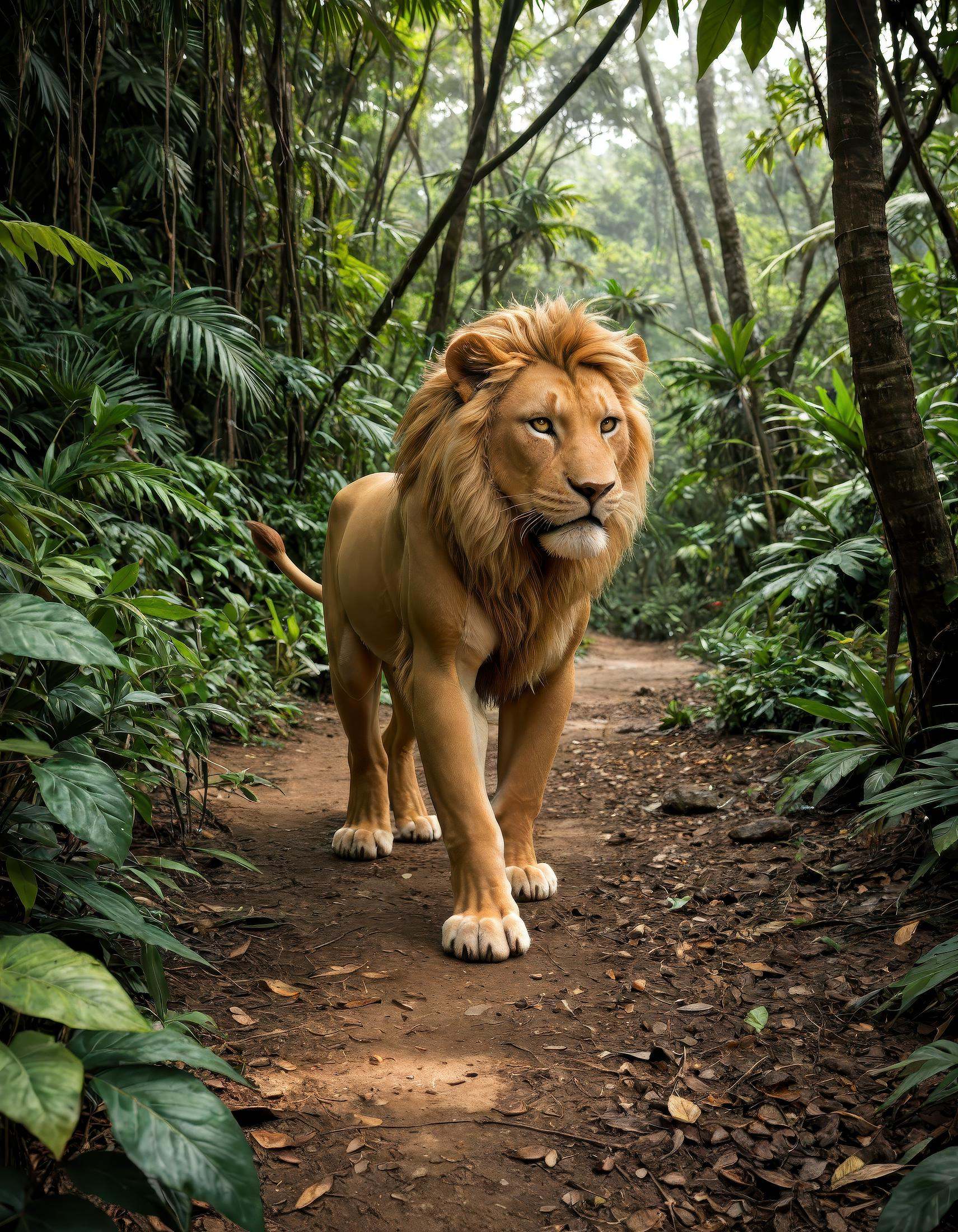 8k,  realistic,  high-resolution photograph of a lion walking toward the camera on Tensor.Art
