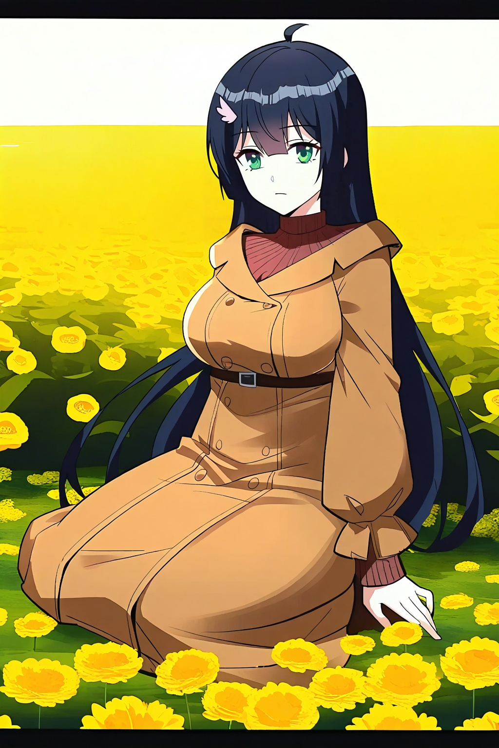 flower field,  flower field,  Sit on the ground on Tensor.Art