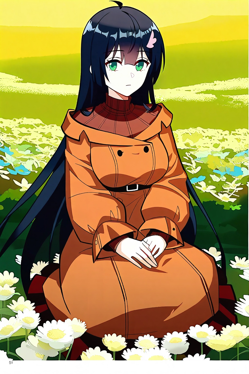 flower field,  flower field,  Sit on the ground on Tensor.Art