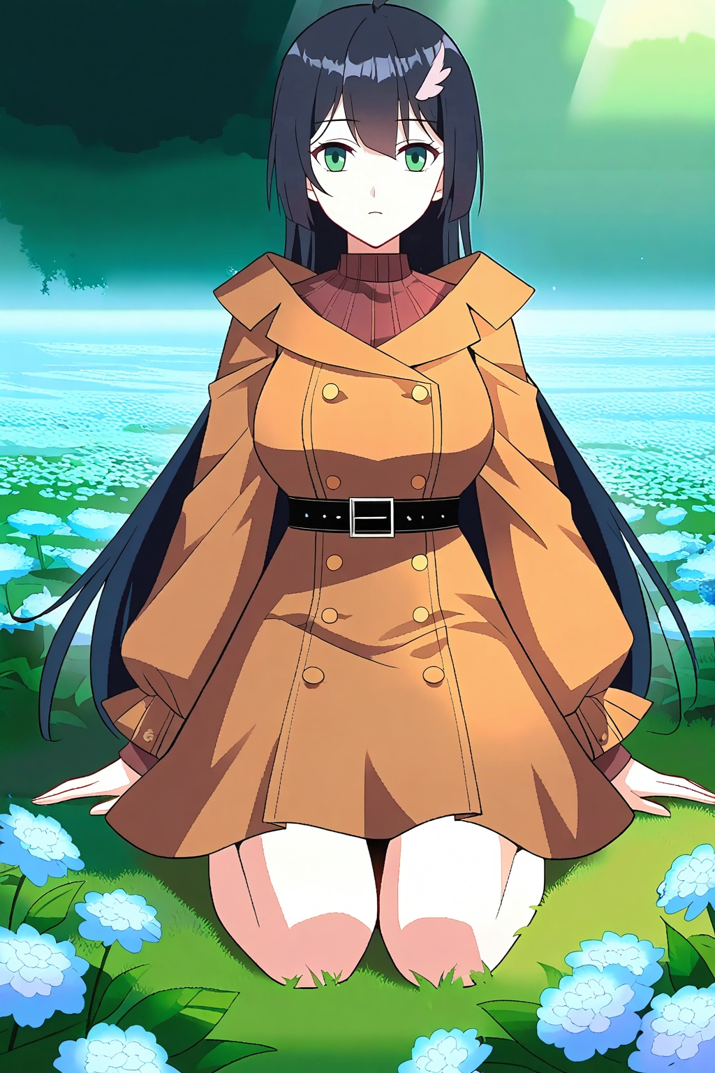 flower field,  flower field,  Sit on the ground on Tensor.Art