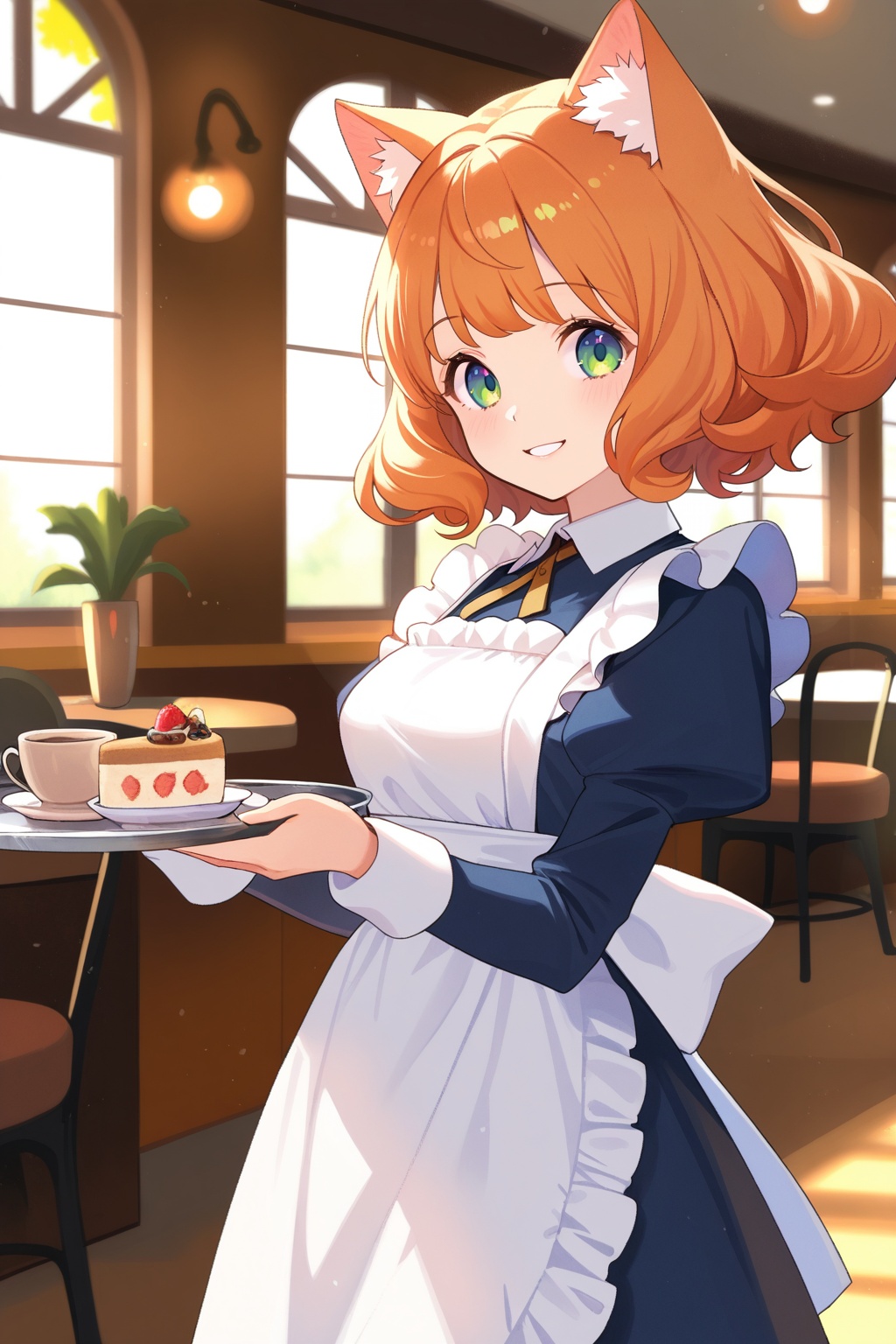 1girl,  cat ears,  maid outfit on Tensor.Art