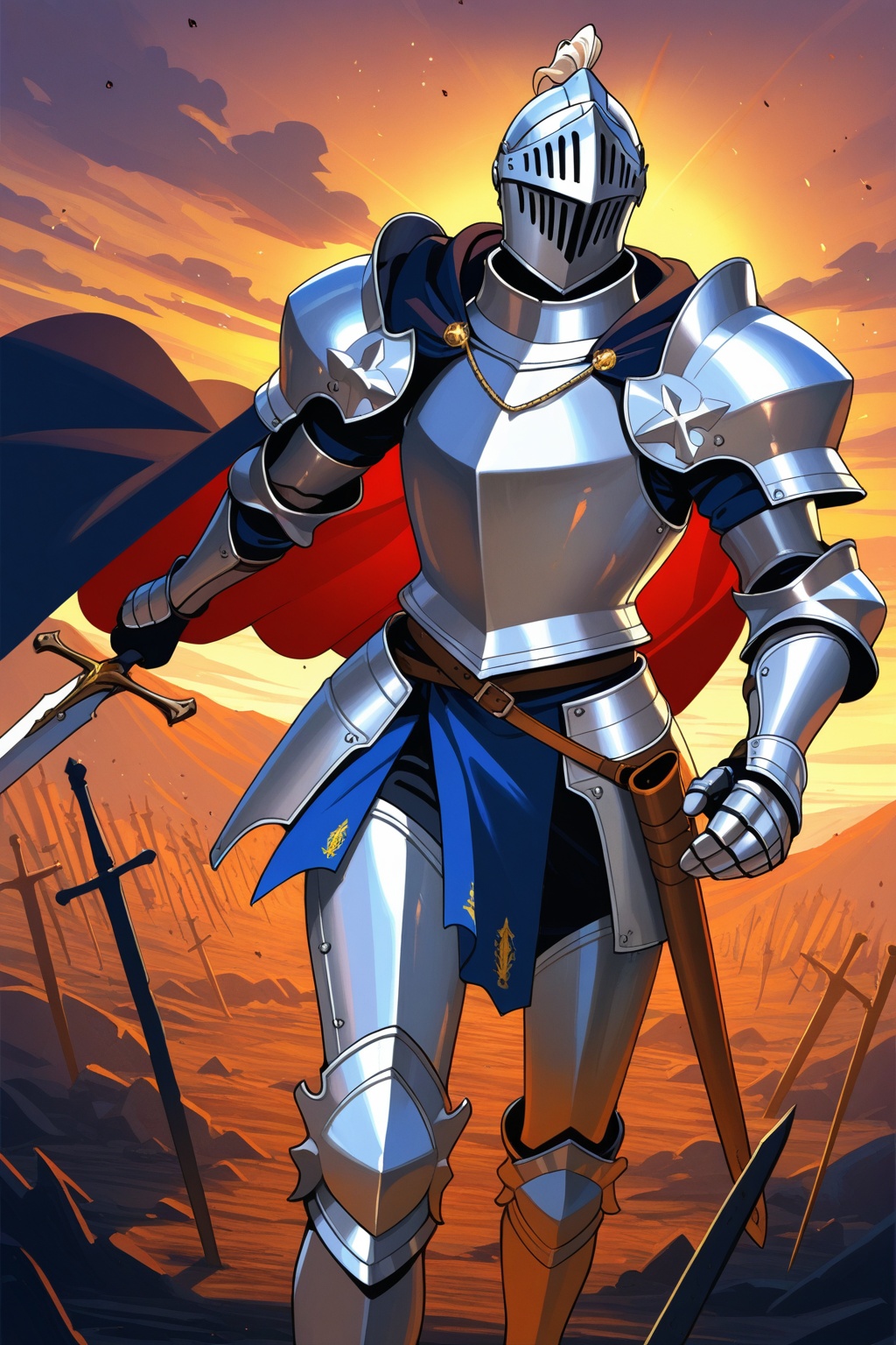 1boy,  knight,  silver armor on Tensor.Art