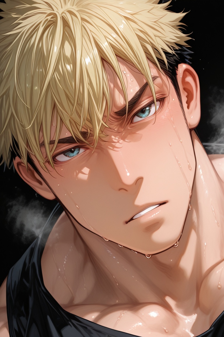 1boy,  Mitsuhiro_Takasaki,  blonde_two-toned_mitsuhiro_hair on Tensor.Art