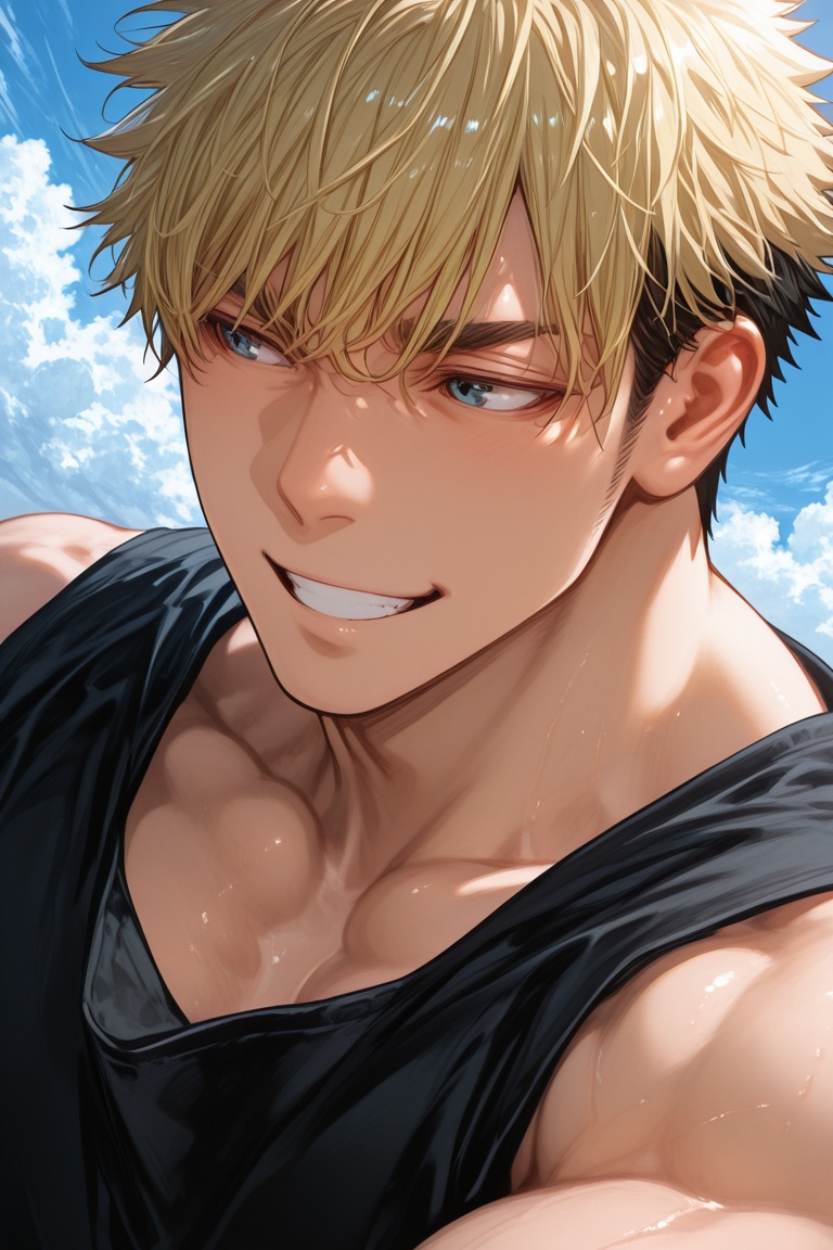 looking away,  expressive happy face,  male solo on Tensor.Art