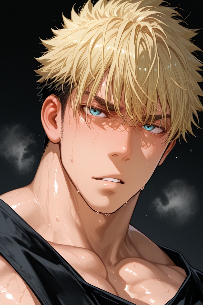 1boy,  Mitsuhiro_Takasaki,  blonde_two-toned_mitsuhiro_hair on Tensor.Art