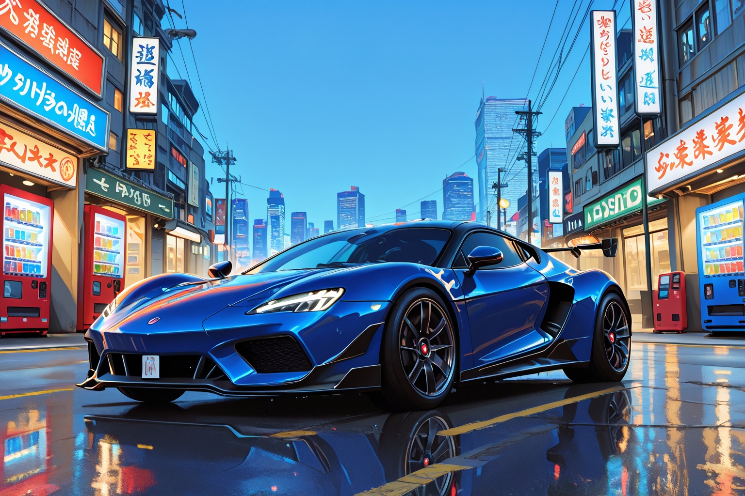 .. A sultry side-angle shot frames the Bugatti Chiron Super Sport's sleek profile parked at Daikoku Futo,  Japan’s iconic...