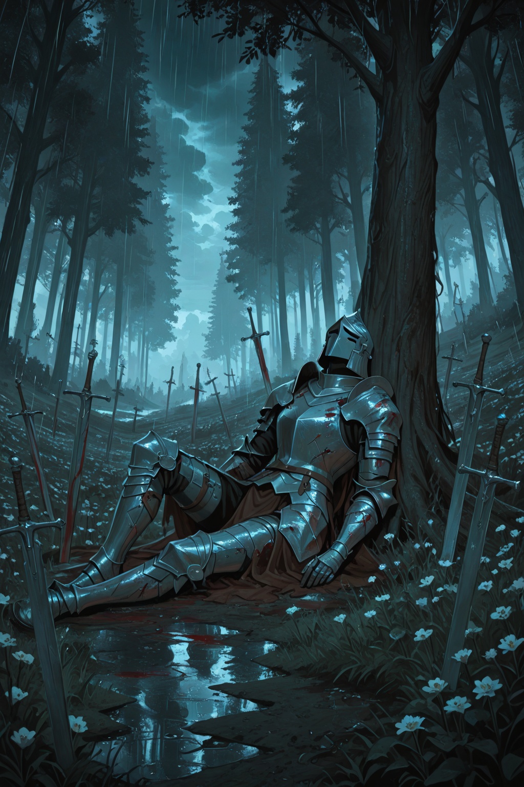 limited palette,  lone knight,  full plate armor on Tensor.Art