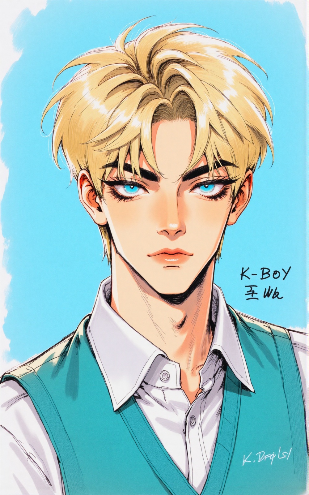 "solo,  looking at viewer,  blue eyes on Tensor.Art