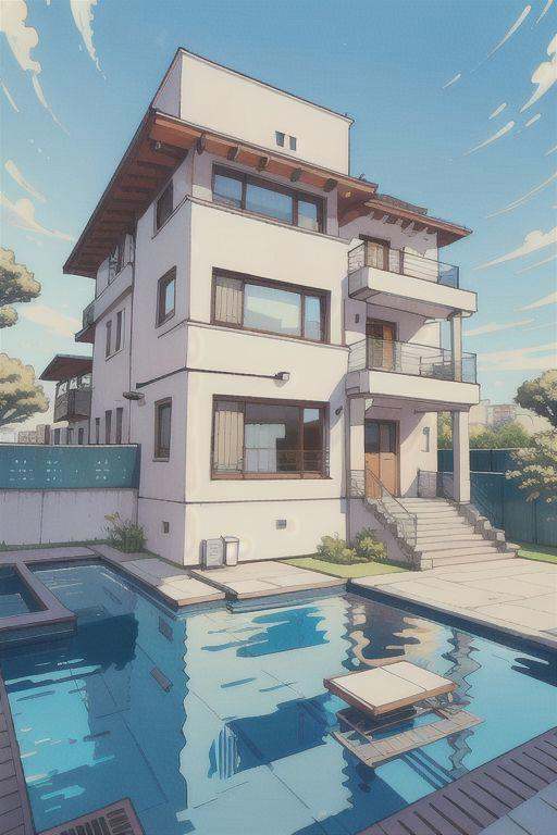 1 modern house,  sketch,  glasses on Tensor.Art
