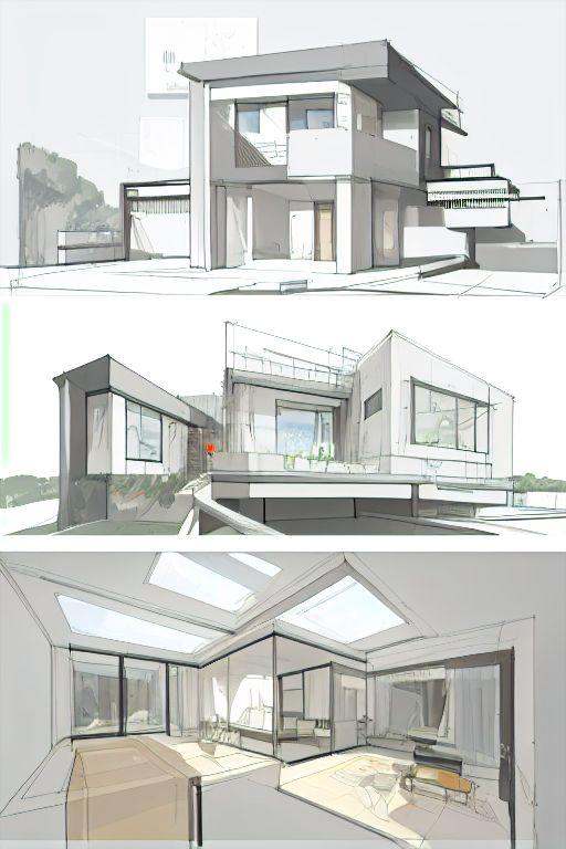 1 modern house,  architect sketch on Tensor.Art