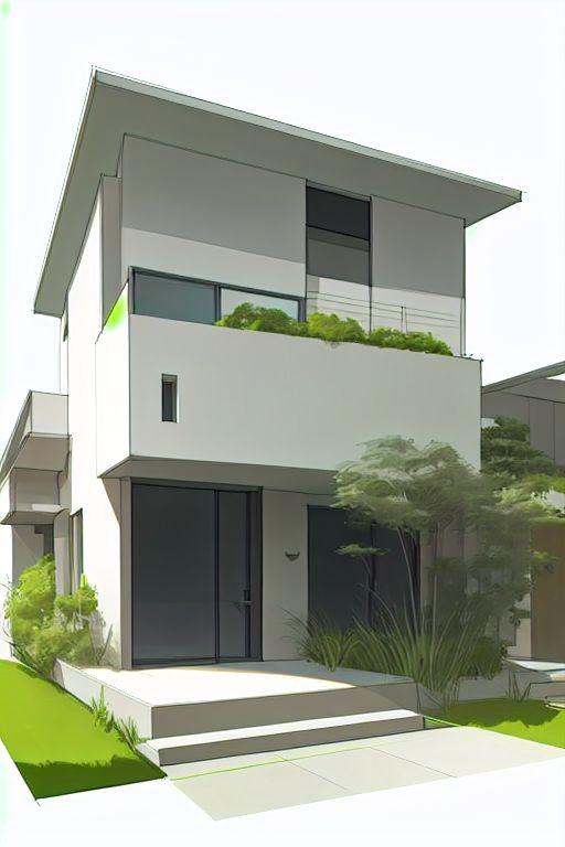 1 modern house architect sketch,  grasses,  simple background on Tensor.Art