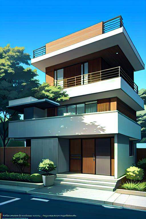 1 modern house architect sketch,  grasses,  simple background on Tensor.Art