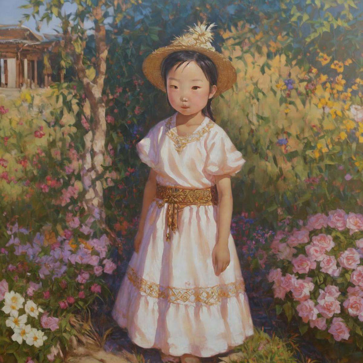 Mongolian girl,  beautiful,  colour dress on Tensor.Art