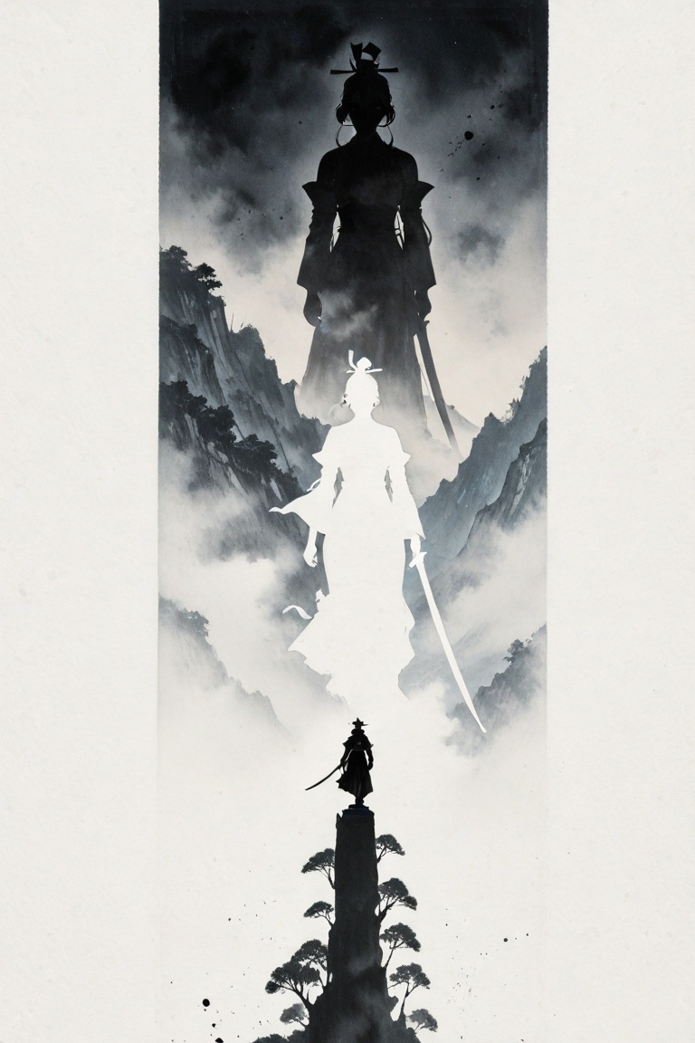 (sumi-e style,  ink wash),  traditional Japanese painting on Tensor.Art