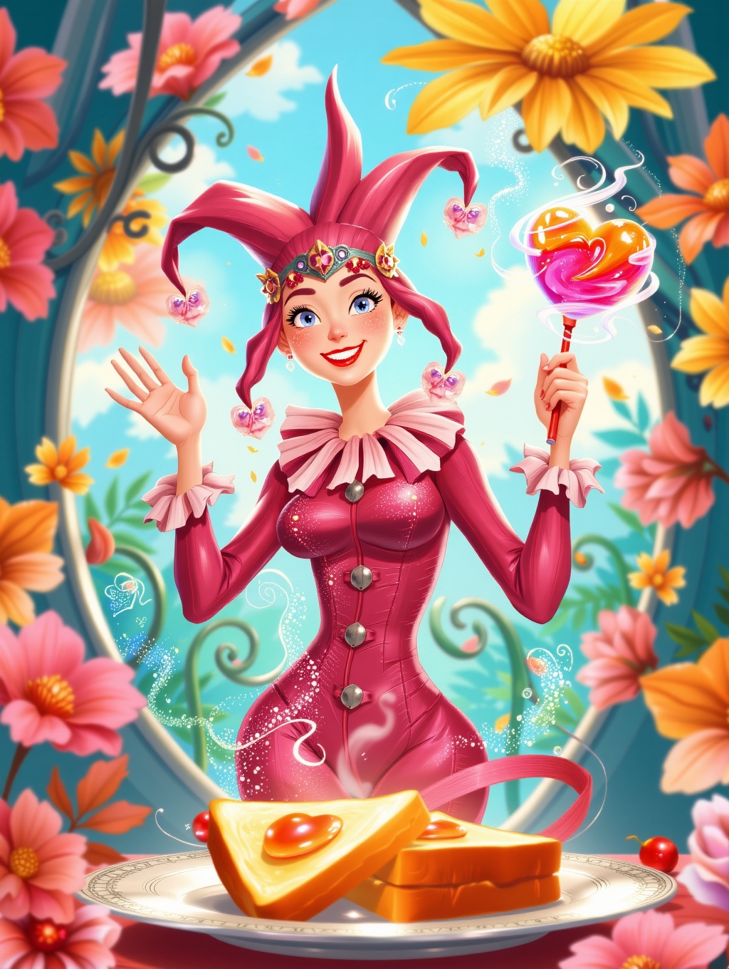 digital art,  slender Female Jester,  great light on Tensor.Art