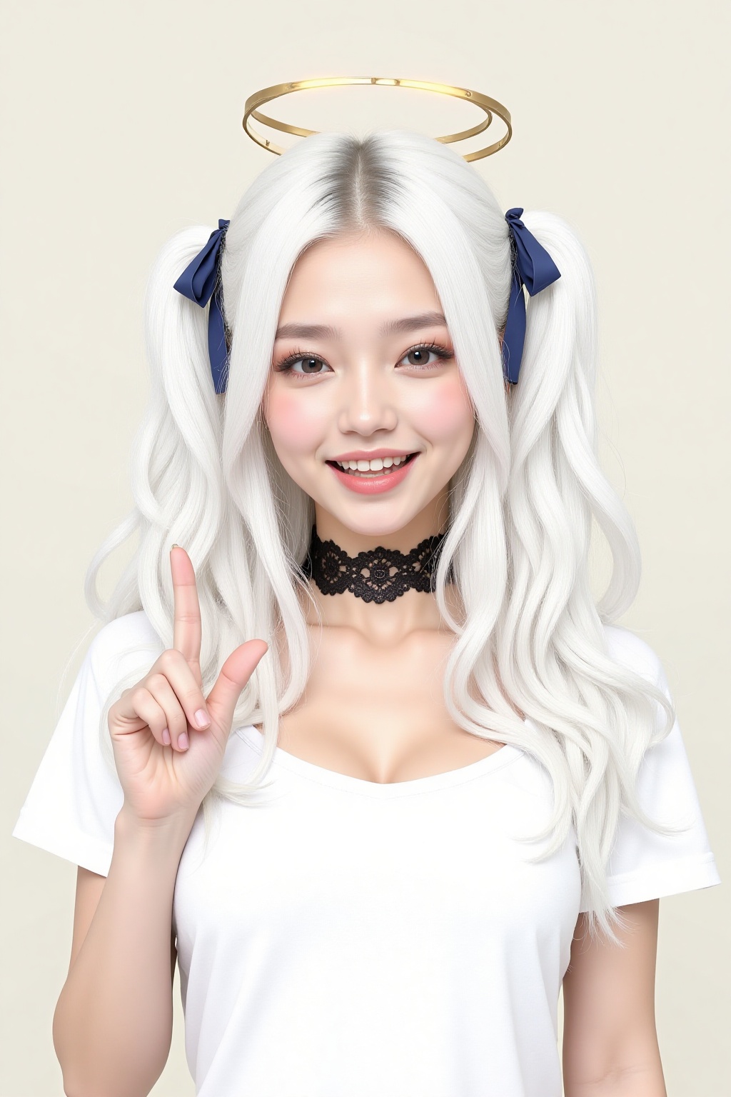 A woman,  (angel),  ((white hair on Tensor.Art