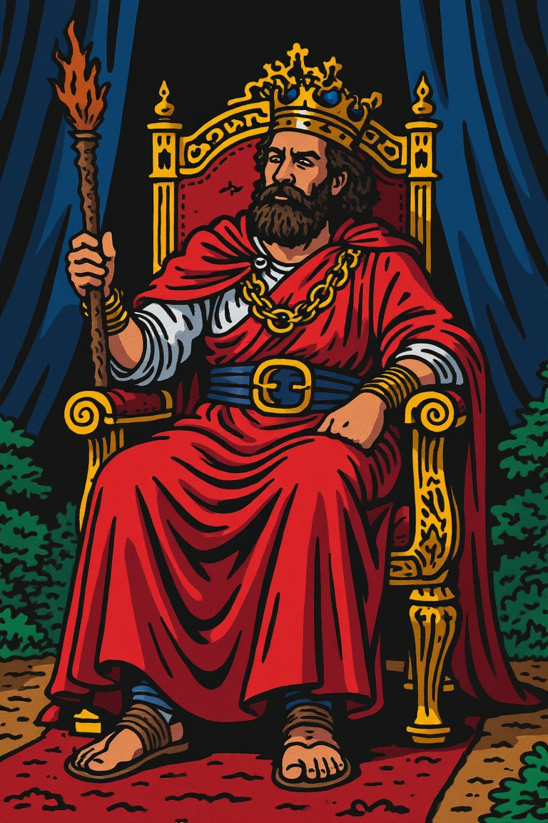 KING SOLOMON SLEPT ON THE THRONE HOLDING A STICK. ,  boldlines on Tensor.Art
