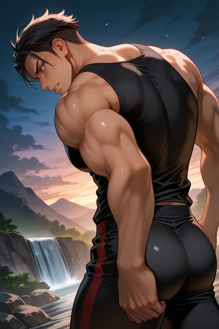 solo,  male focus,  eiji_akagi on Tensor.Art