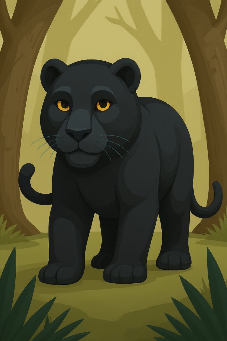 MOWGLI WITH HIS HUGE BLACK PANTHER IN THE FOREST,  vector art on Tensor.Art