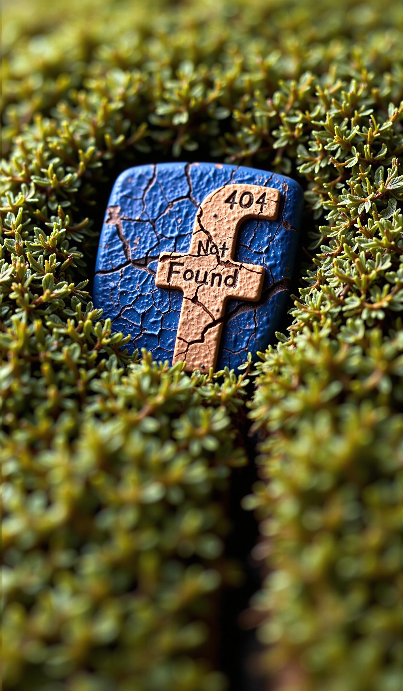 A close-up,  hyperrealistic shot of the Facebook logo icon,  its iconic blue replaced by a weathered on Tensor.Art