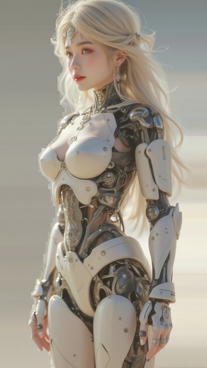 A photo of a woman,  mecha body,  robot joints on Tensor.Art
