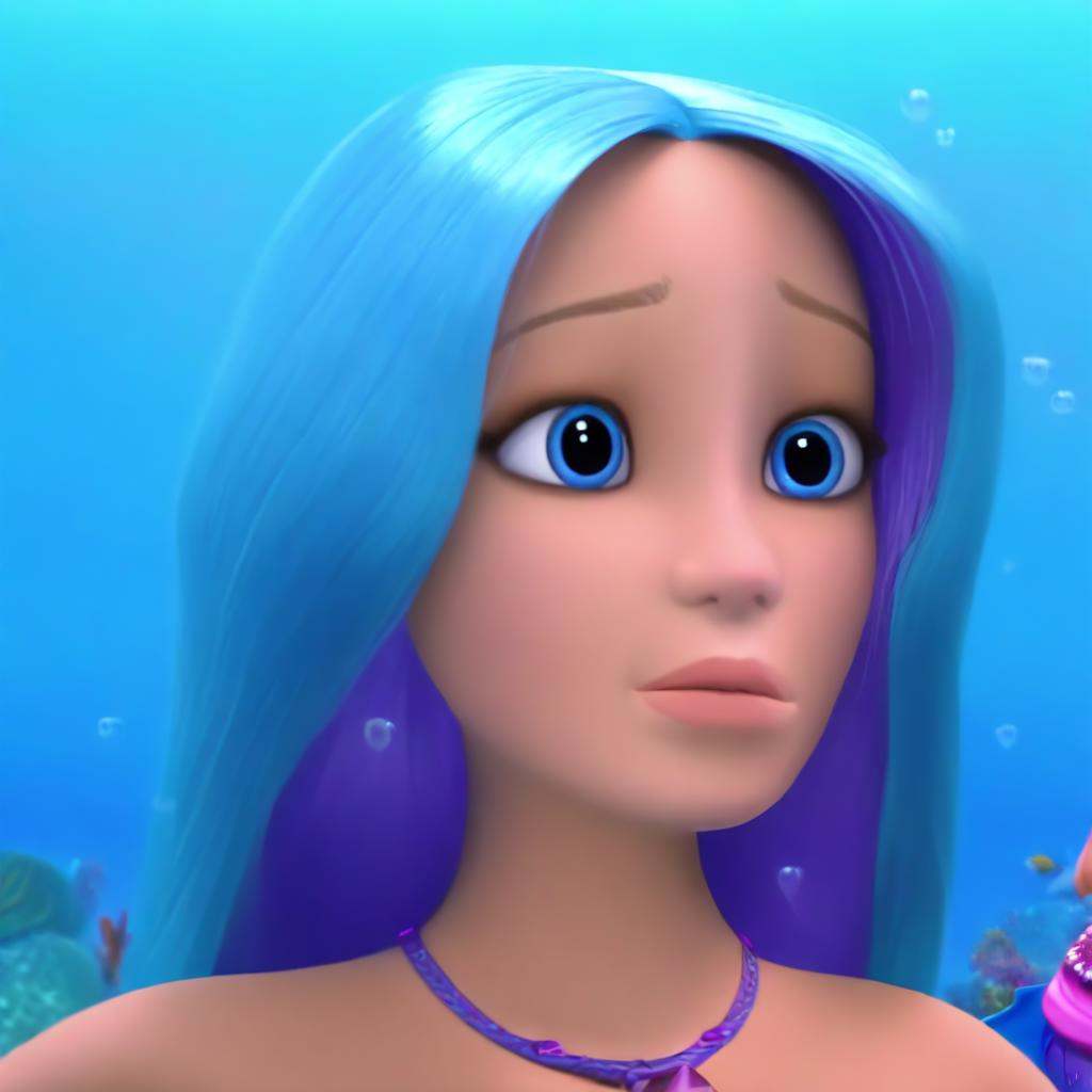 barbie,  mermaid,  vivid cerulean blue hair on Tensor.Art