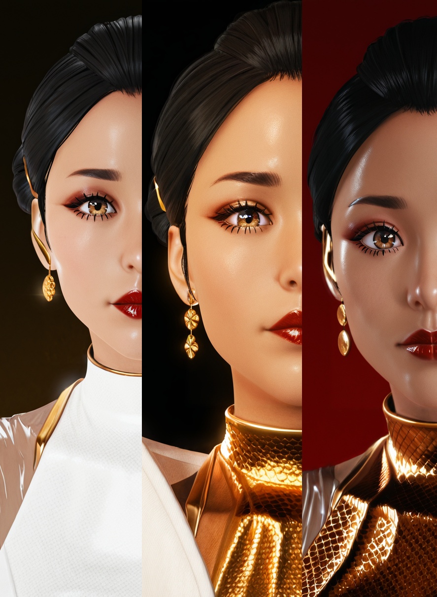 hanako_arasaka,  gold_fingers,  brown_eyes on Tensor.Art
