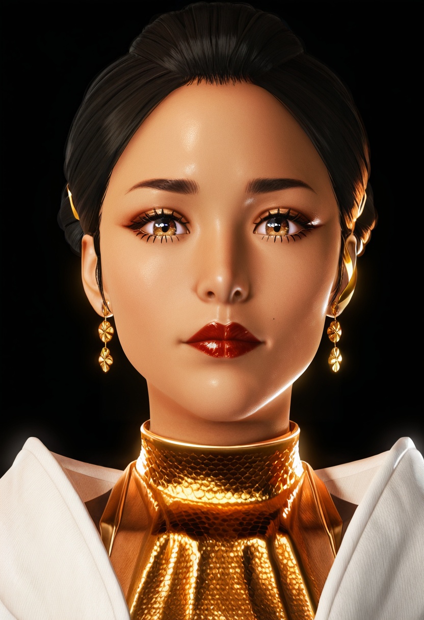 hanako_arasaka,  gold_fingers,  brown_eyes on Tensor.Art