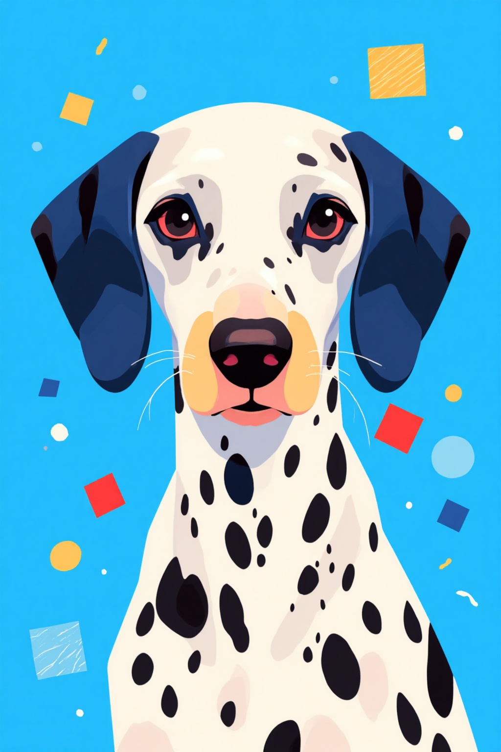ddd Flat illustration The image features a stylized illustration of a Dalmatian dog characterized by its distinctive black...