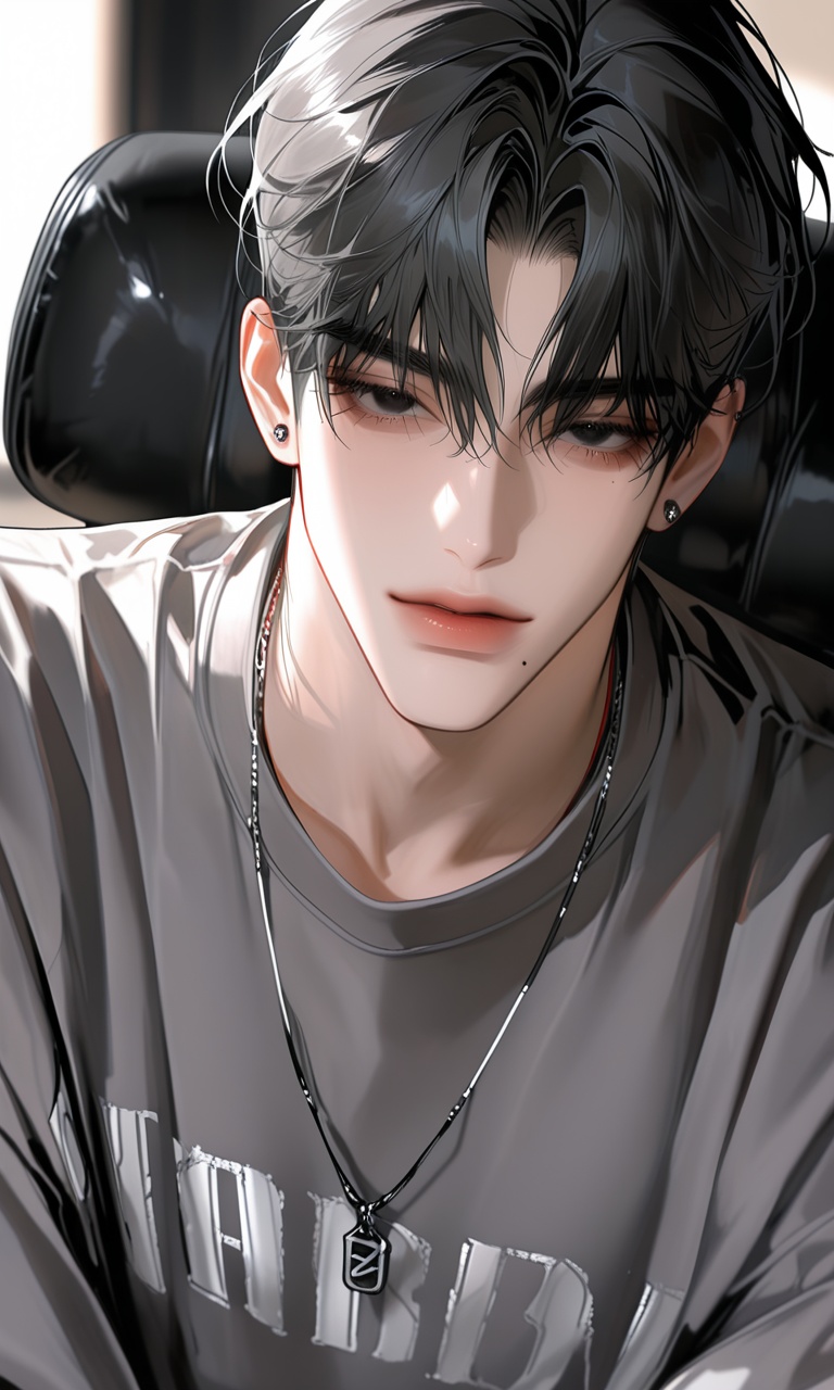 1 man,  short hair Shoulder,  Dark grey hair on Tensor.Art