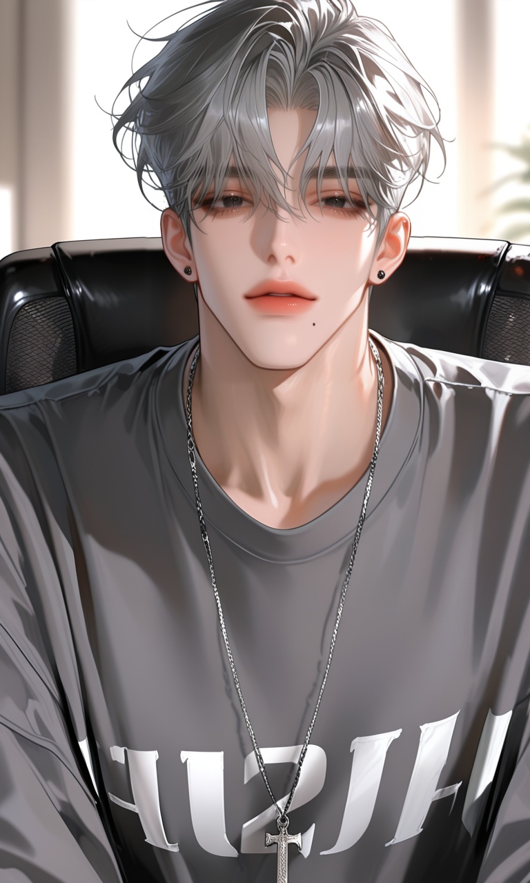 1 man,  short hair Shoulder,  grey hair on Tensor.Art