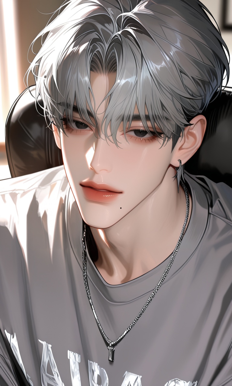 1 man,  short hair Shoulder,  grey hair on Tensor.Art