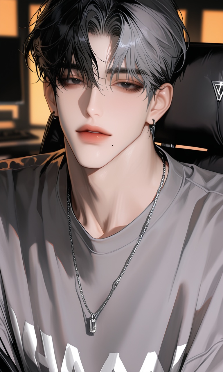 1 man,  short hair Shoulder,  grey hair on Tensor.Art