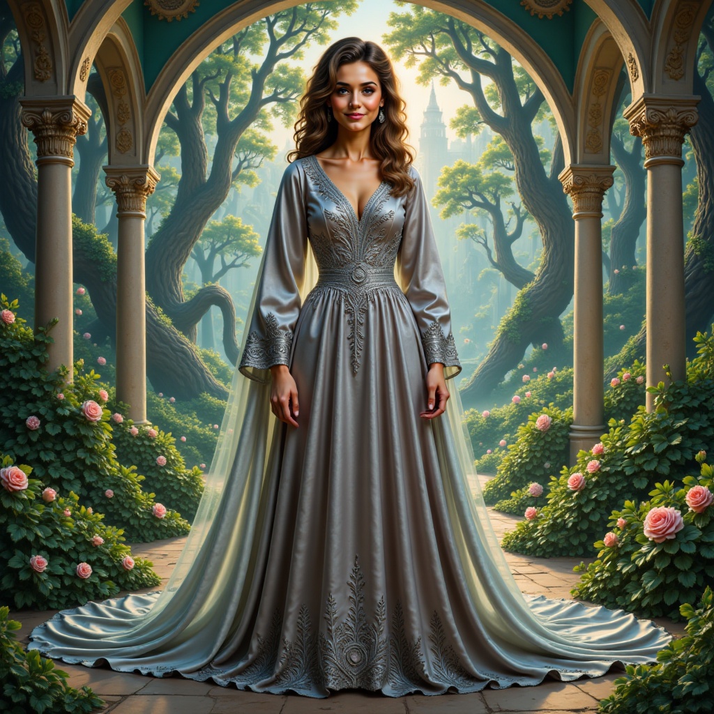 A masterpiece of Talia al Ghul,  a full-body portrait exuding happiness and beauty with a perfectly centered composition....