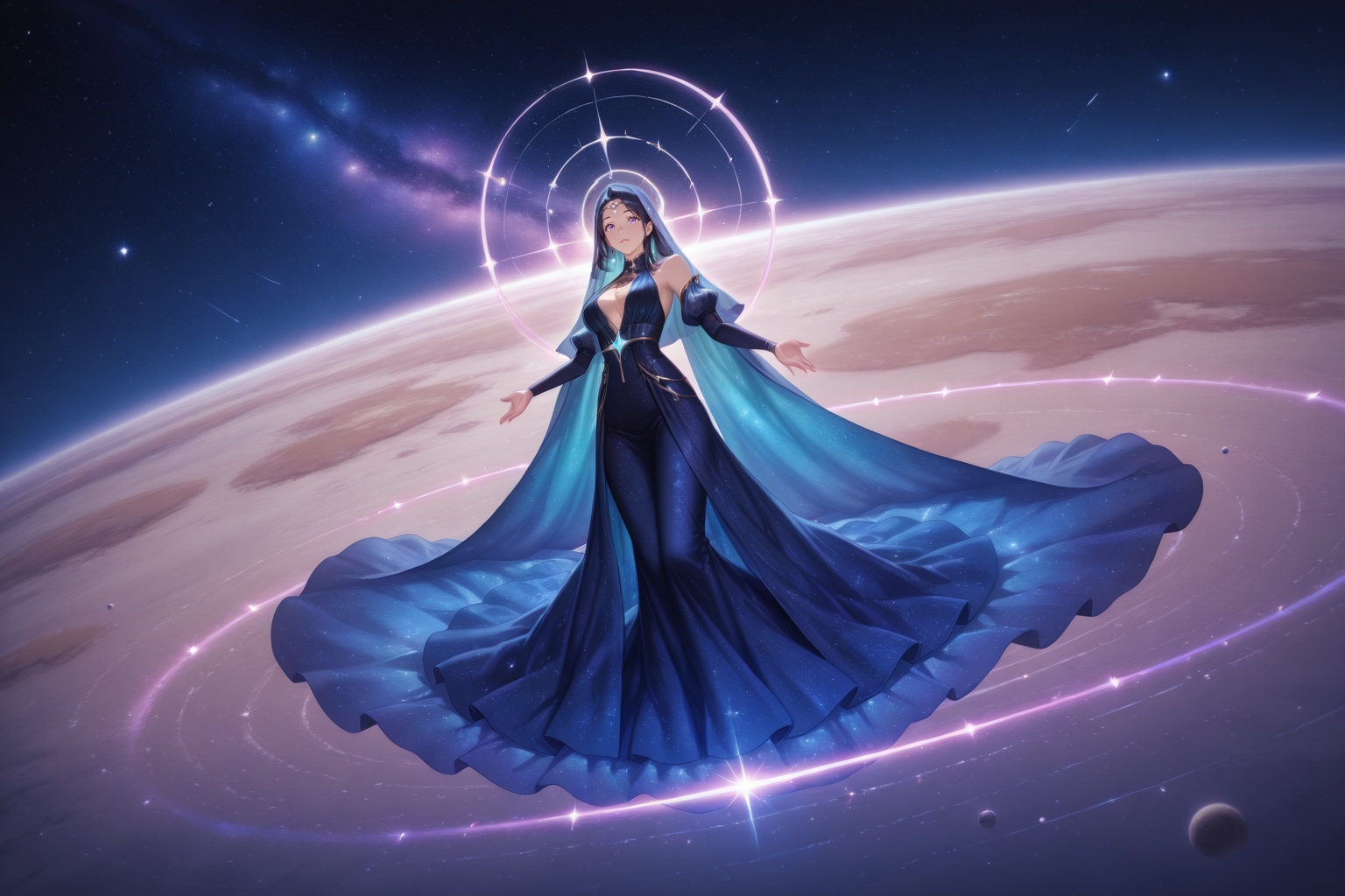 1 girl,  celestial oracle,  glowing galaxy veil on Tensor.Art
