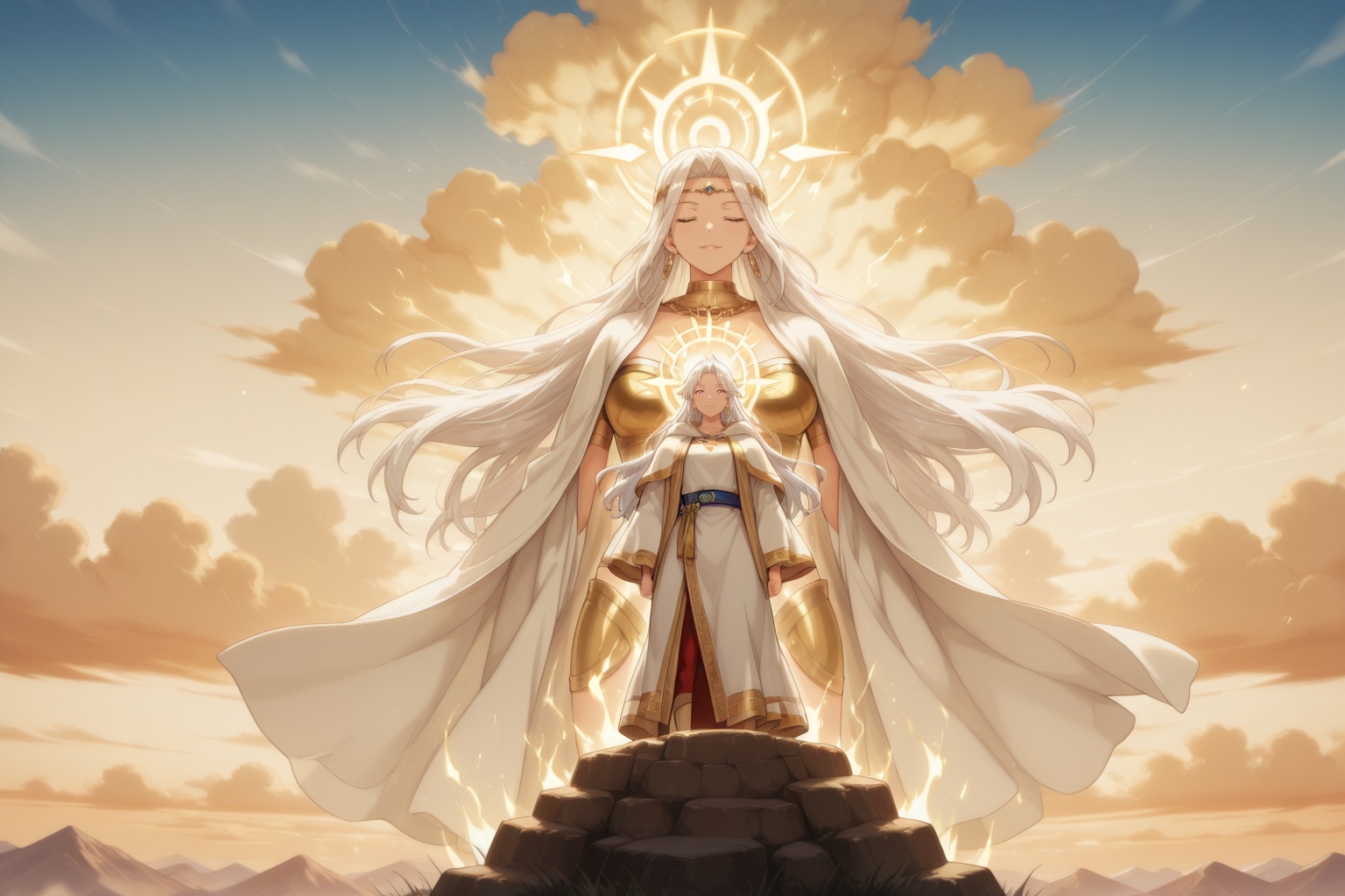 divine goddess,  korean face,  long flowing white hair on Tensor.Art