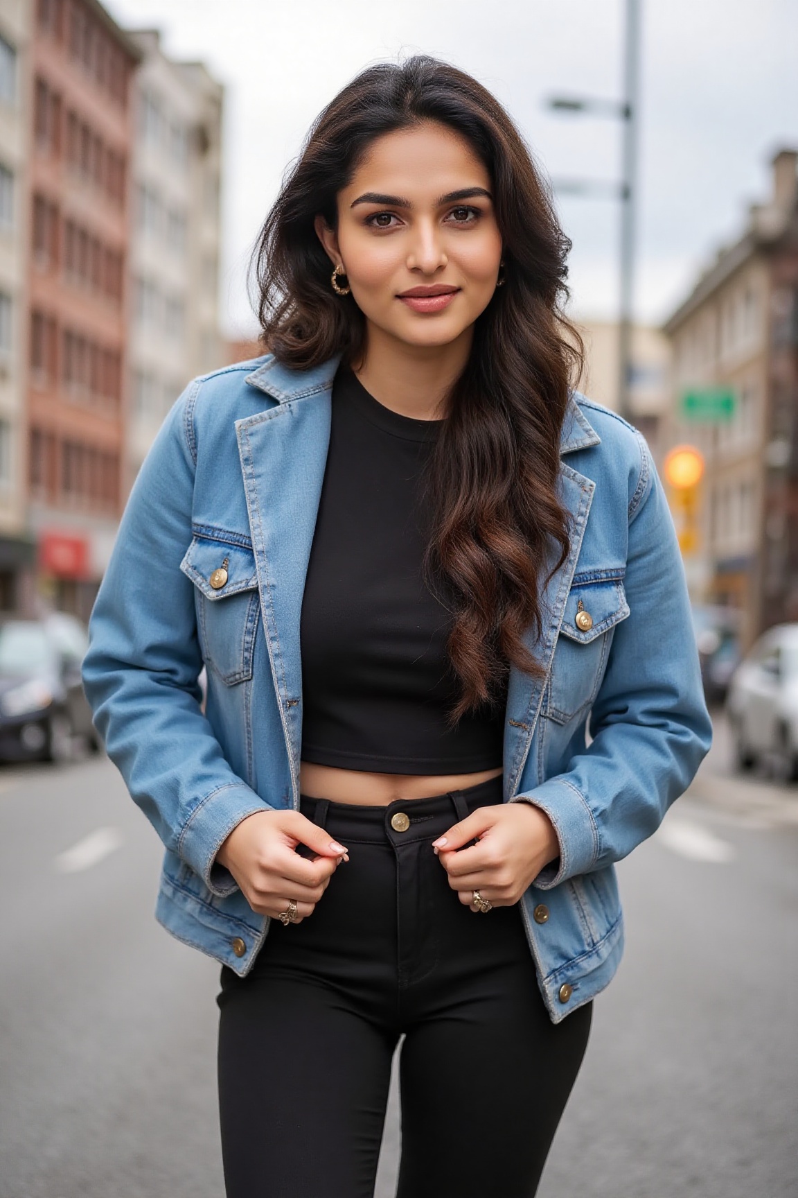 Kayadu L,  casual modern outfit,  denim jacket on Tensor.Art