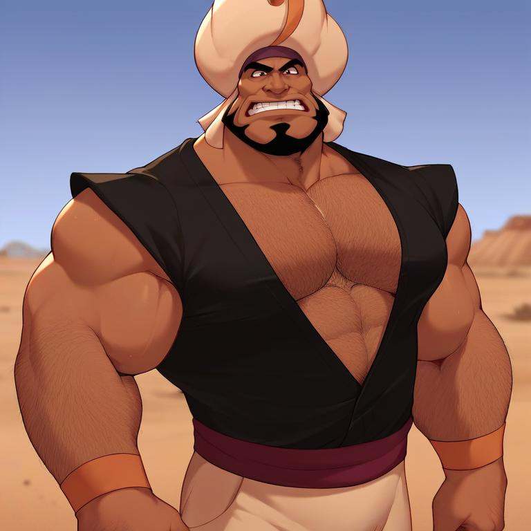 portrait of ra_zoul man,  wearing black vest,  facial hair on Tensor.Art