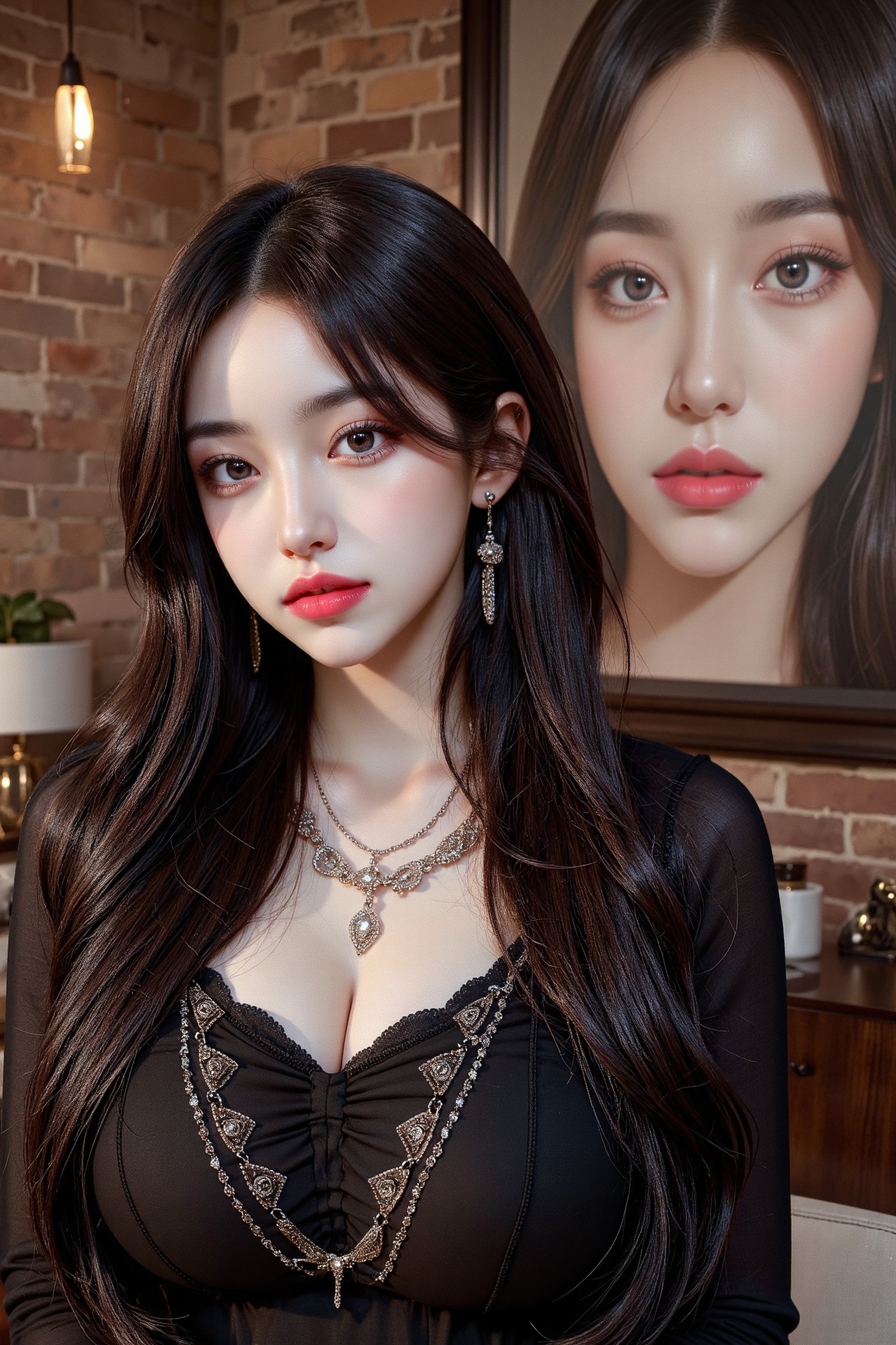 A high-resolution professional portrait photograph of an ul224ng style alternative 24-year-old woman with multiple piercin...