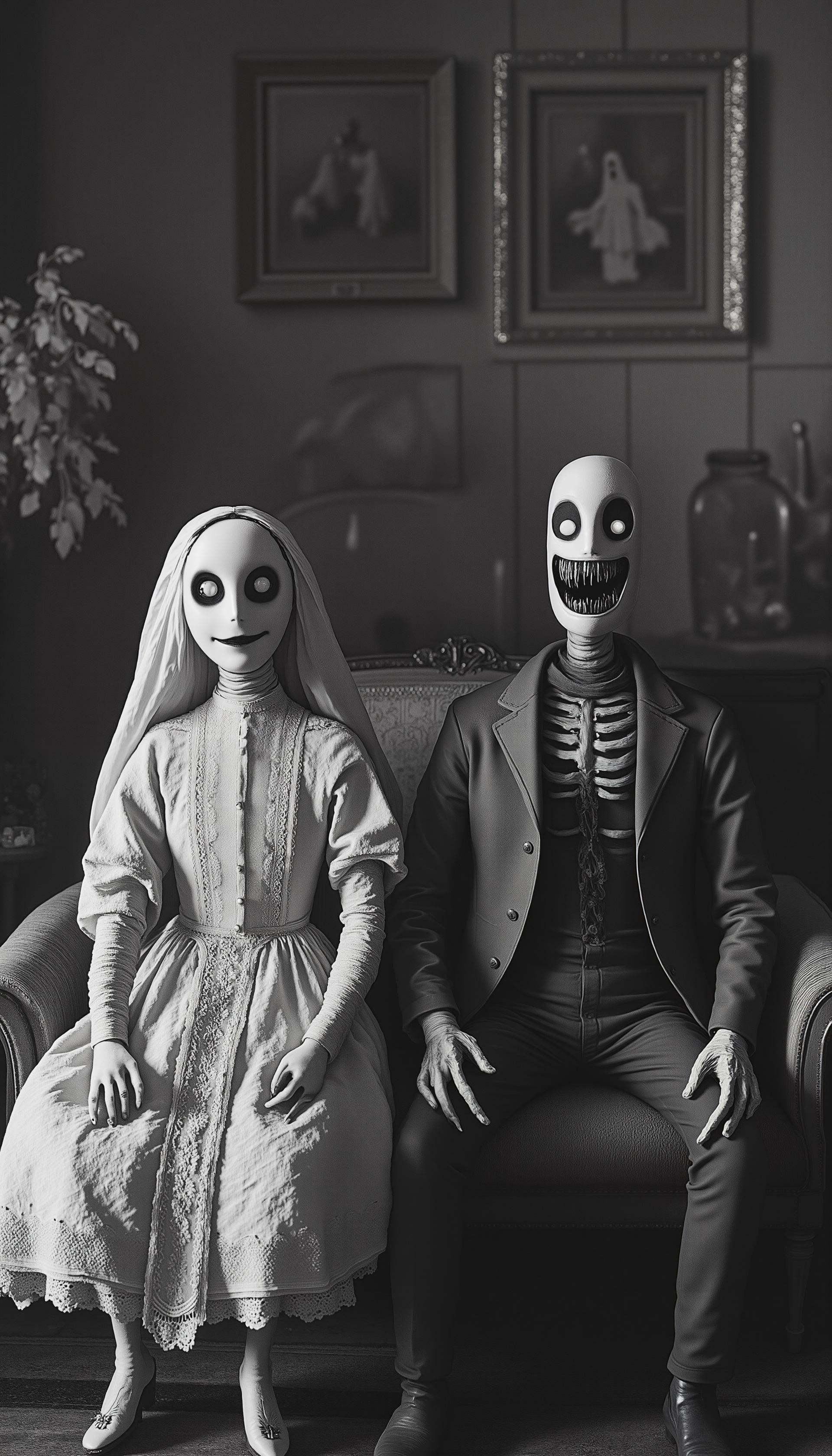 12,  pm,  Breathtaking medium shot photography of a 1950s-style couple seated side by sidefeaturing a doll-like woman in a...