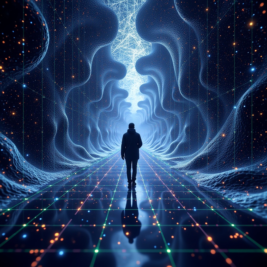 the_artist,  the ai artist creating images inside the latent space,  fourier waves on Tensor.Art